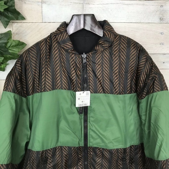 Zara Man Reversible Print Bomber Jacket Medium - Picture 3 of 8